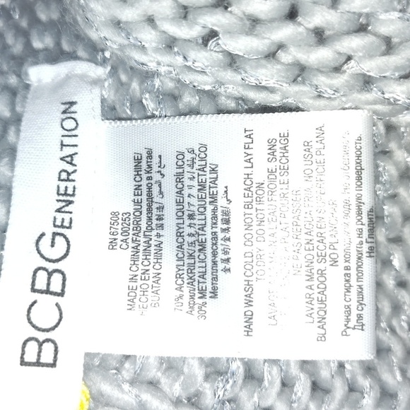 BCBGeneration Grey Mist Metallic Chunky Knit Infinity Loop Scarf - Picture 7 of 7